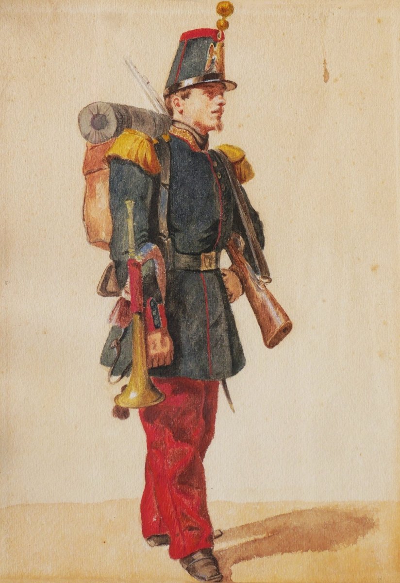 French School At The End Of The 19th Century, Three Studies Of Soldiers From The Second Empire-photo-2