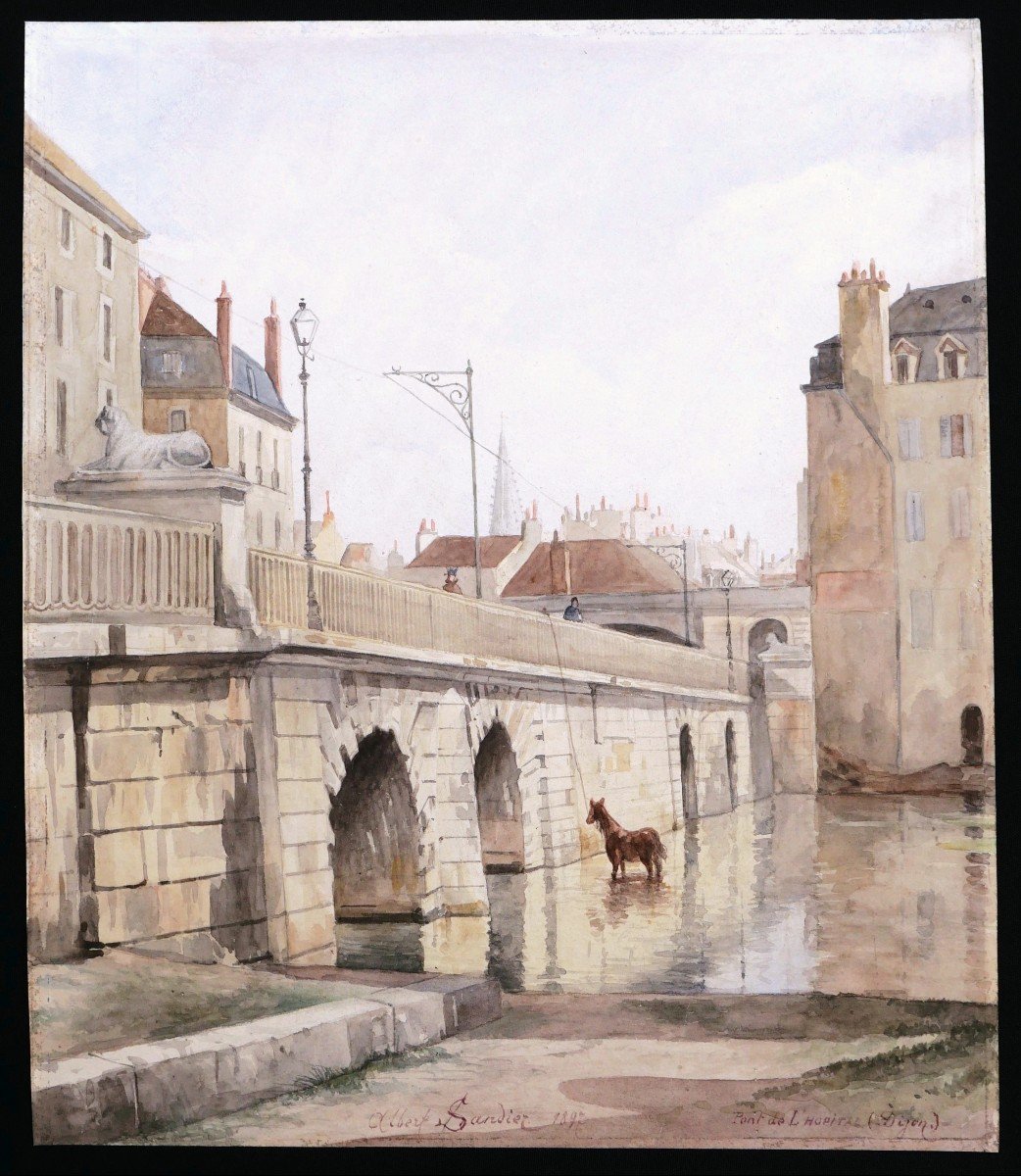 Albert SANDIER, Le Pont de l'Hôpital à Dijon-photo-2