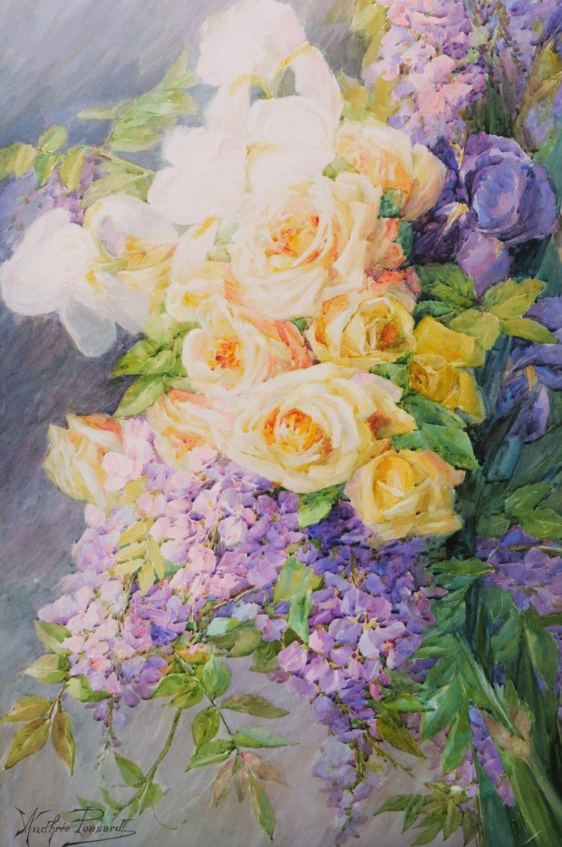 Andrée Ponsard, Roses And Wisteria-photo-3