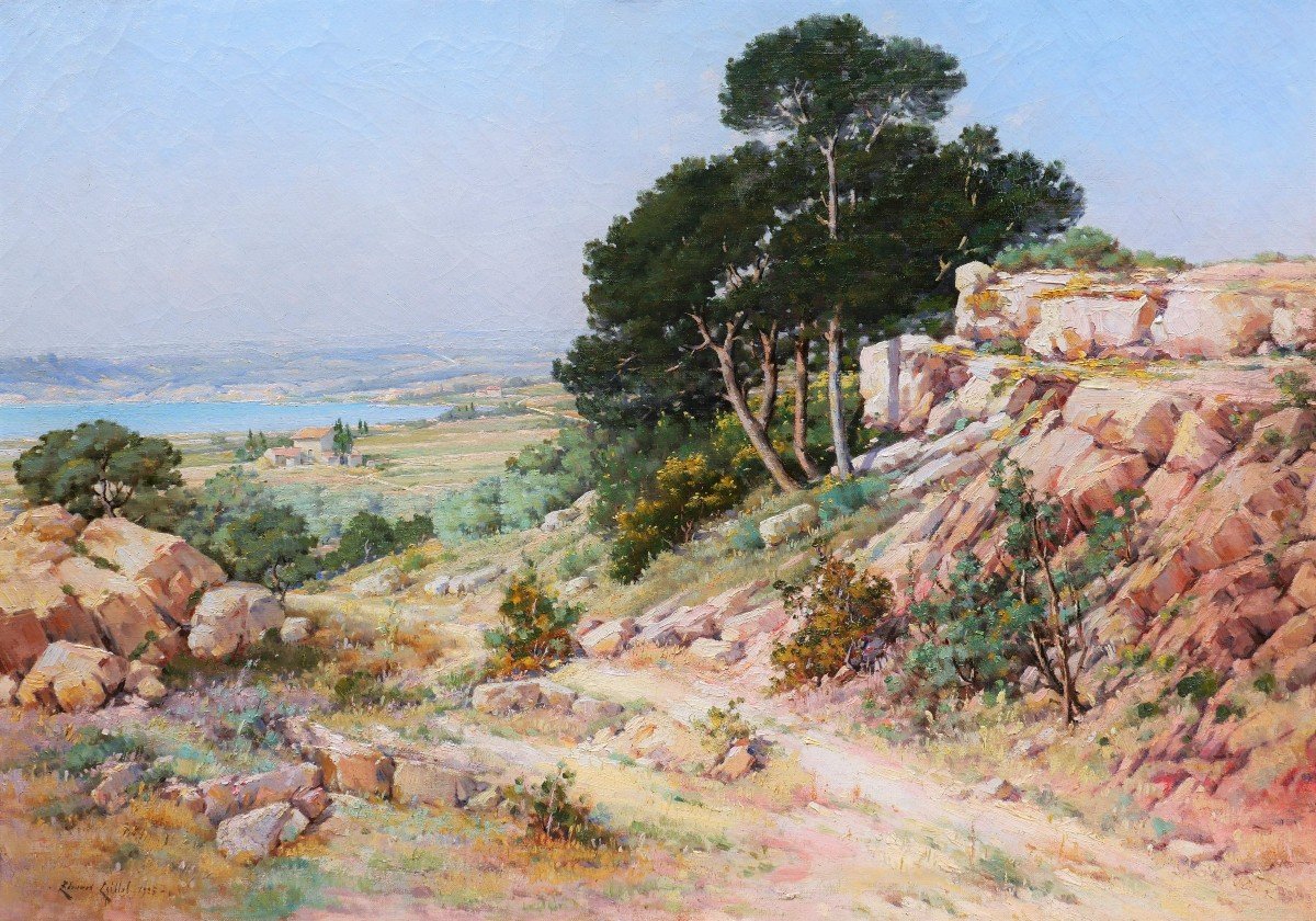 édouard Caillol, Landscape By The Sea In The Surroundings Of Marseille (large Format)