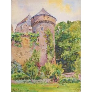 André Alfred Debergue, View Of The Château De Lassay In Mayenne