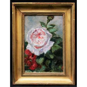 École FRANCAISE impressionniste, fin du XIXème siècle, Étude de rose