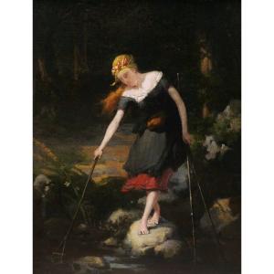 Jules-frédéric Ballavoine, The Crayfish Fisherwoman From Morvan