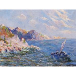 Attributed To Emile W. Herz, Animated Coastal Landscape In Malaga