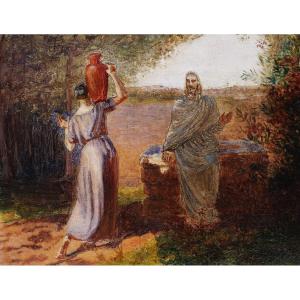 French School Circa 1860, Christ And The Samaritan Woman