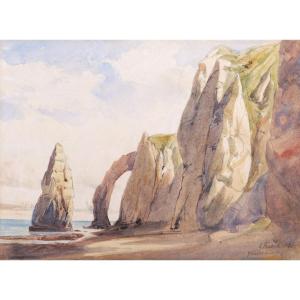 École FRANÇAISE en 1881, Les falaises à Étretat : l'Aiguille Creuse et la Porte d'Aval