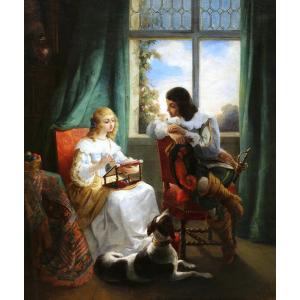 Suzanne Héloïse Colin, Couple In An Interior, Subject Taken From Walter Scott