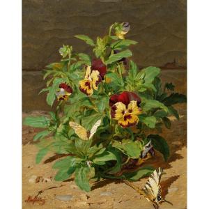Joseph Augustin Malpertuy, Still Life With Wallflowers And Butterflies