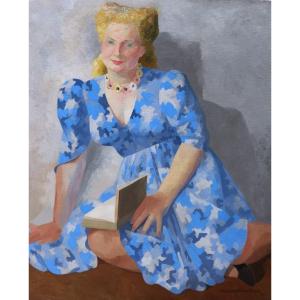 Rosamond Wormald, Known As Rosamonde Plisson-aubrey, Blonde Woman In Blue Dress