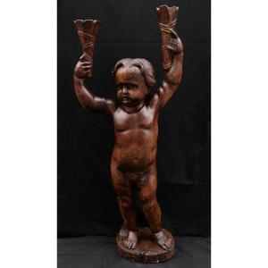 18th Century French School, Large Torch-bearing Putto