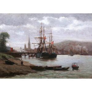 François Richard De Montholon, Vue Animée Sur La Seine à Rouen