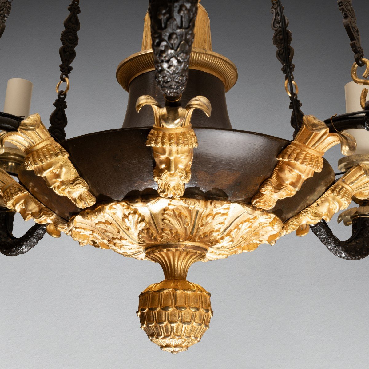 Eight Lights Bronze Chandelier, Restoration Period, Early 19th Century-photo-4