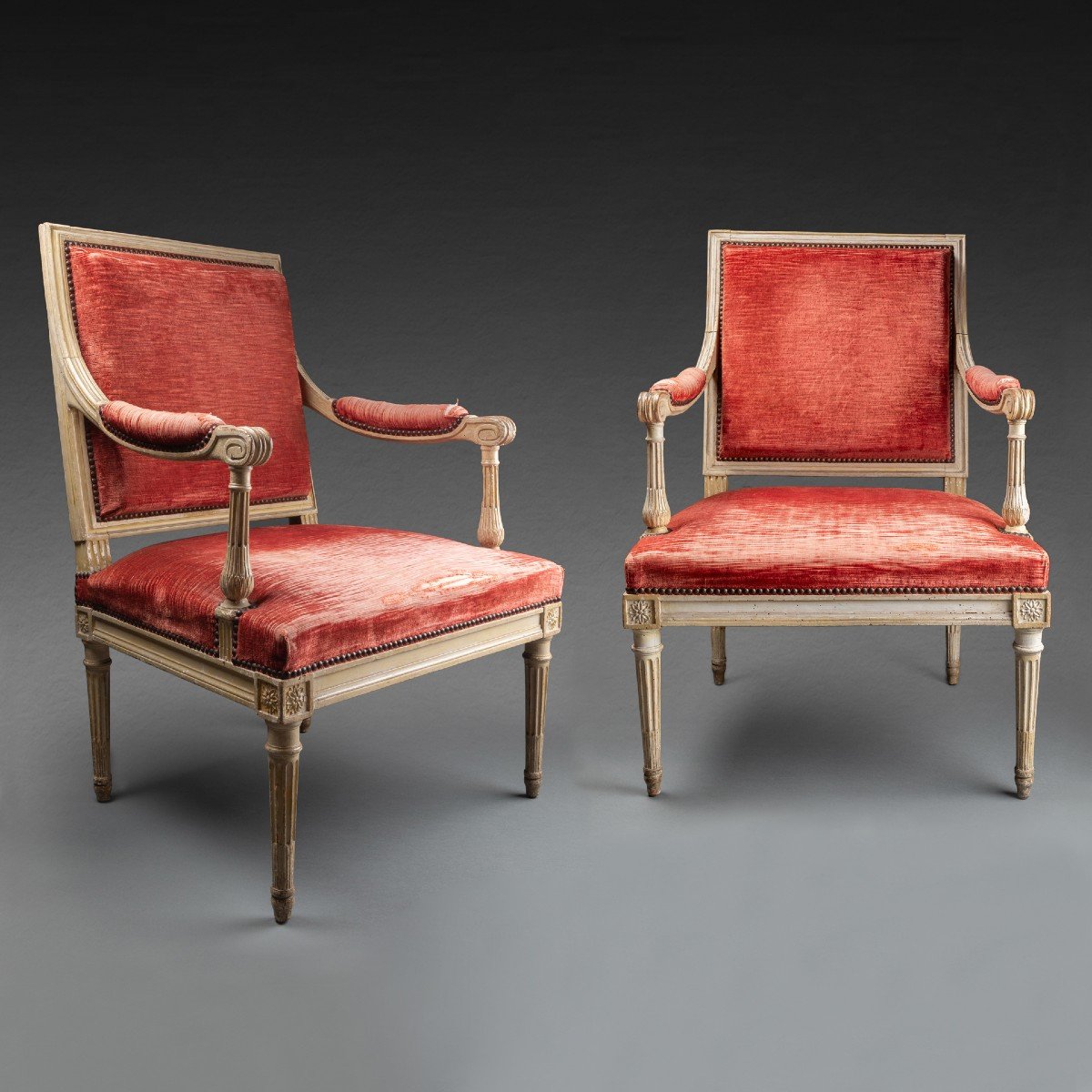 Pair Of Louis XVI Period Armchairs Stamped Georges Jacob 18th Century