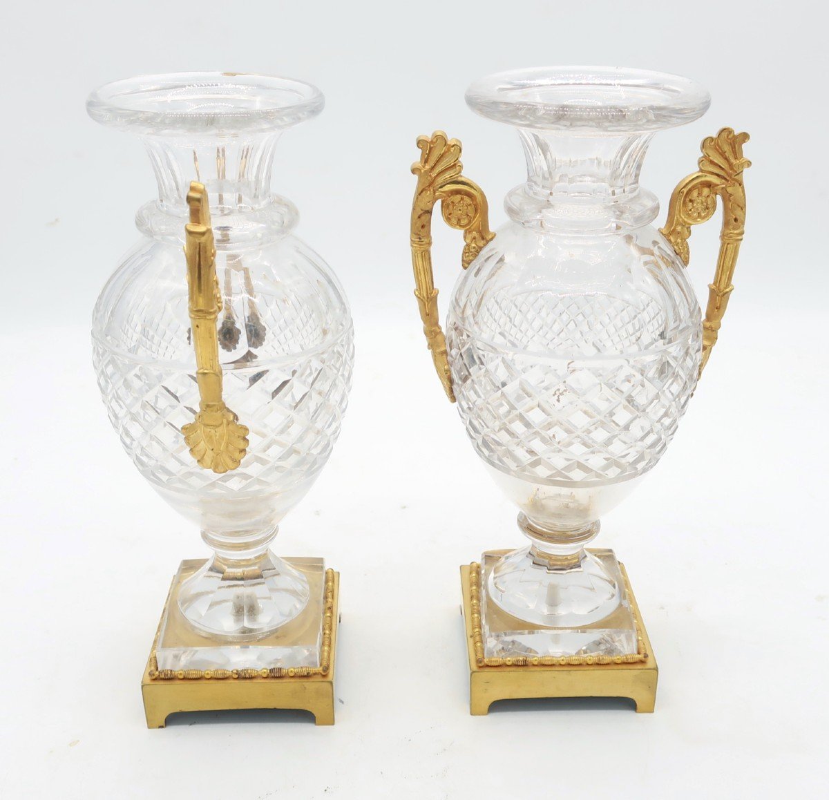 Pair Of Cut Crystal Vases From The Charles X Period, First Half Of The 19th Century-photo-1