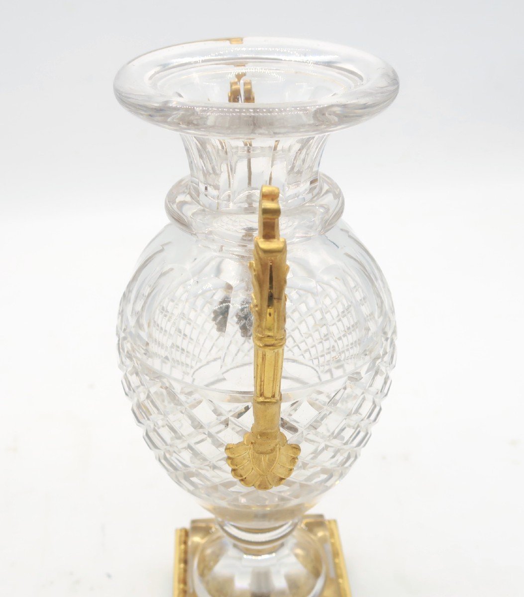 Pair Of Cut Crystal Vases From The Charles X Period, First Half Of The 19th Century-photo-5