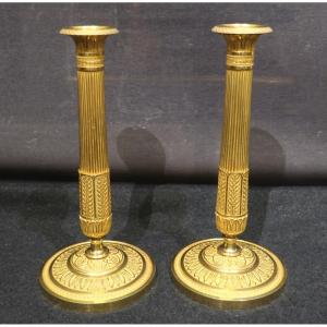 Pair Of Empire Period Candlesticks Early 19th Century