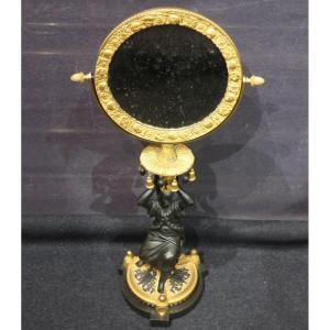 Chinese Table Mirror In Bronze, Empire Period