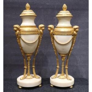 Pair Of Cassolettes Forming Candlesticks, Louis XVI Period, End Of The 18th Century