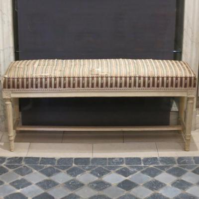 Banquette bois laqué crème époque Louis XVI