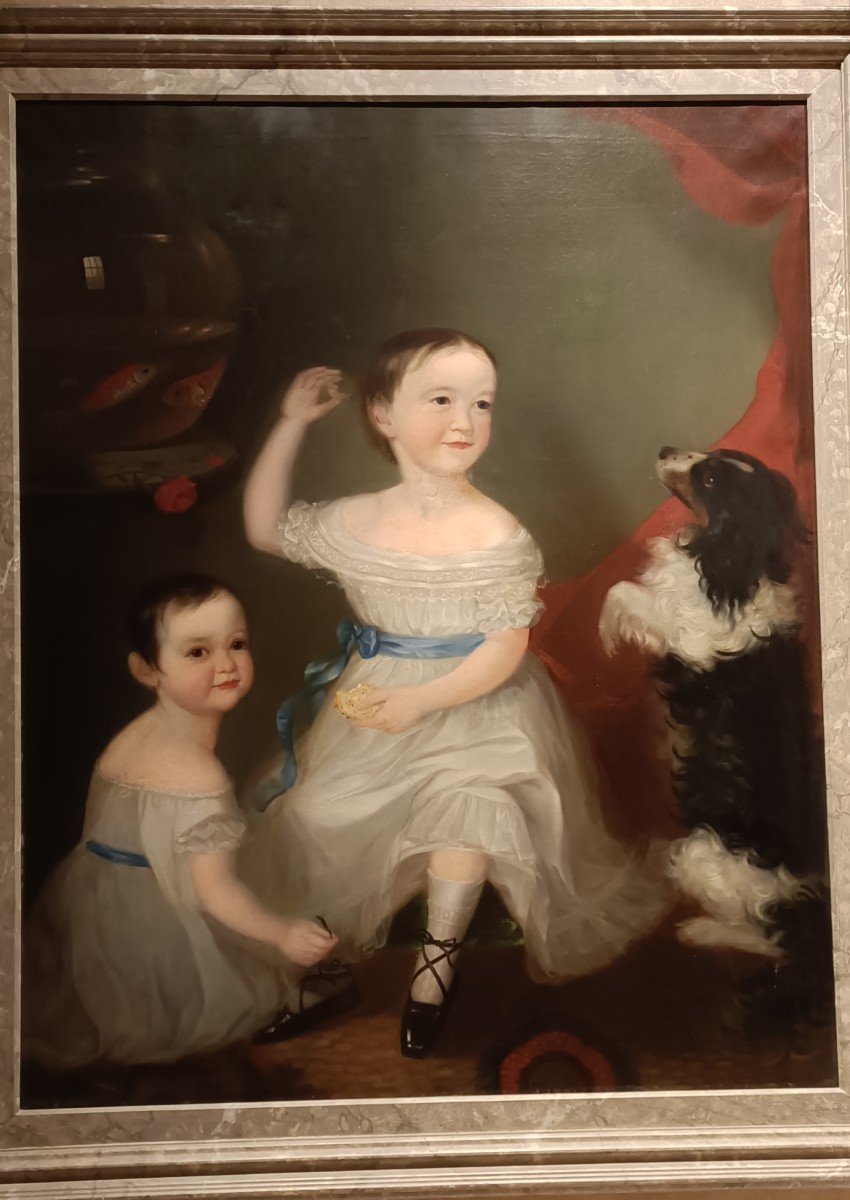 Portrait d'Enfants Au Chien 