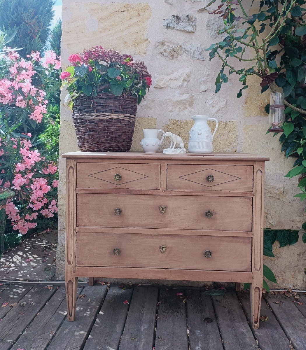 Directoire Style Chest Of Drawers Natural Wood 