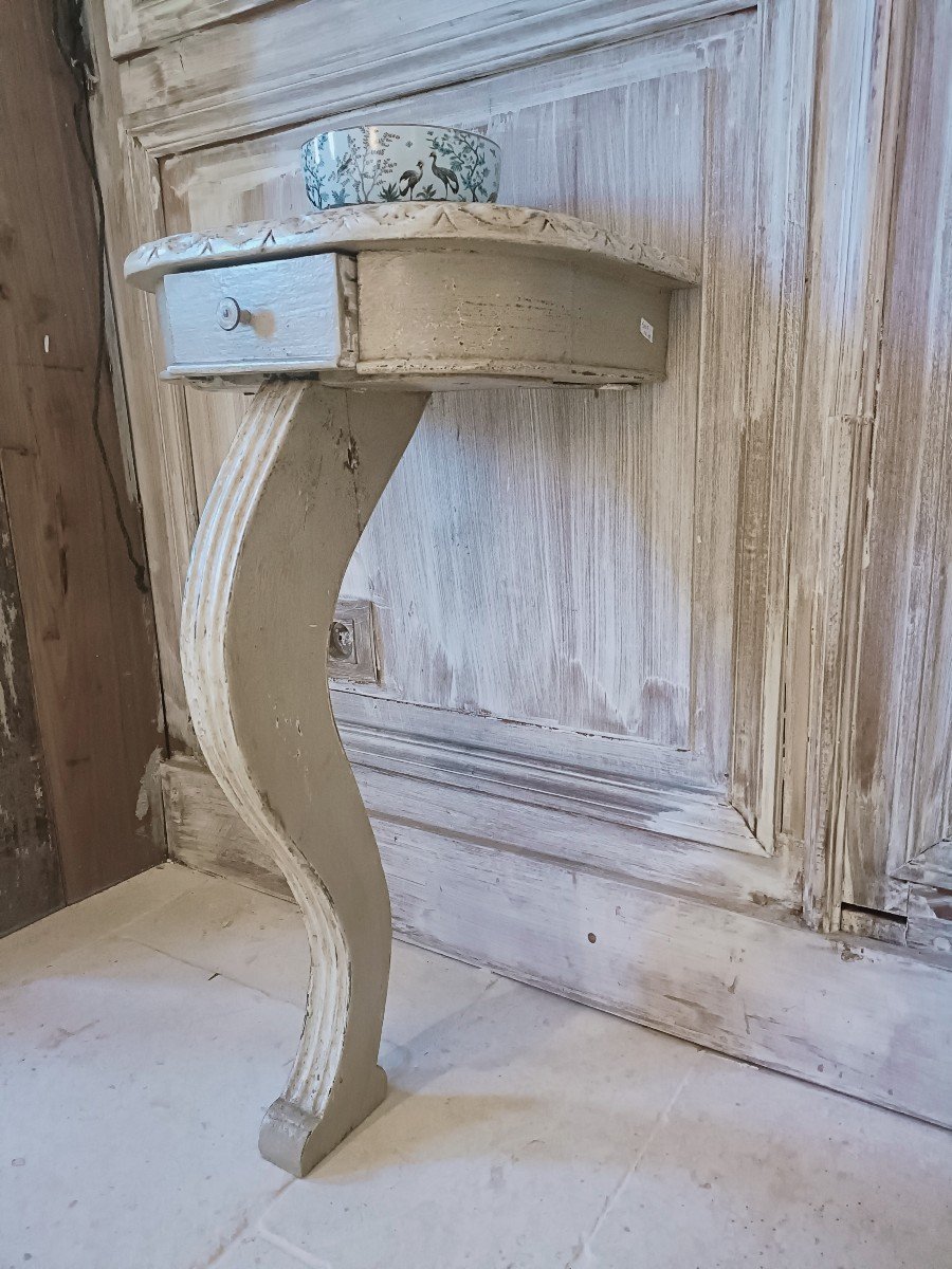 19th Century Console Bedside Table With Cream Patina