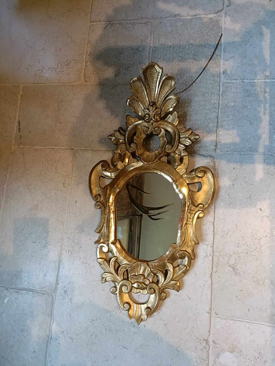 Pair Of Baroque Gilded Wooden Mirrors -photo-2