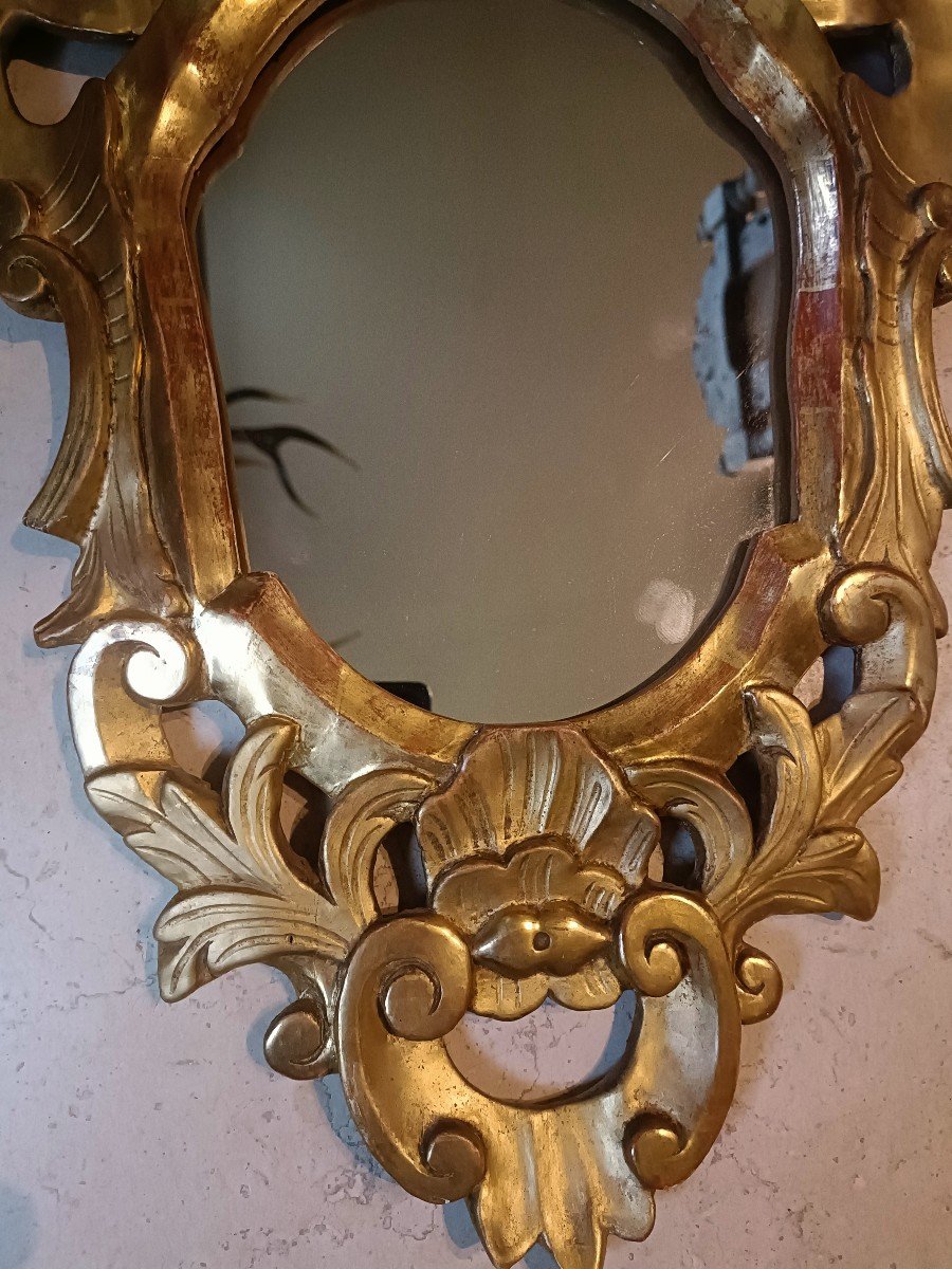 Pair Of Baroque Gilded Wooden Mirrors -photo-3