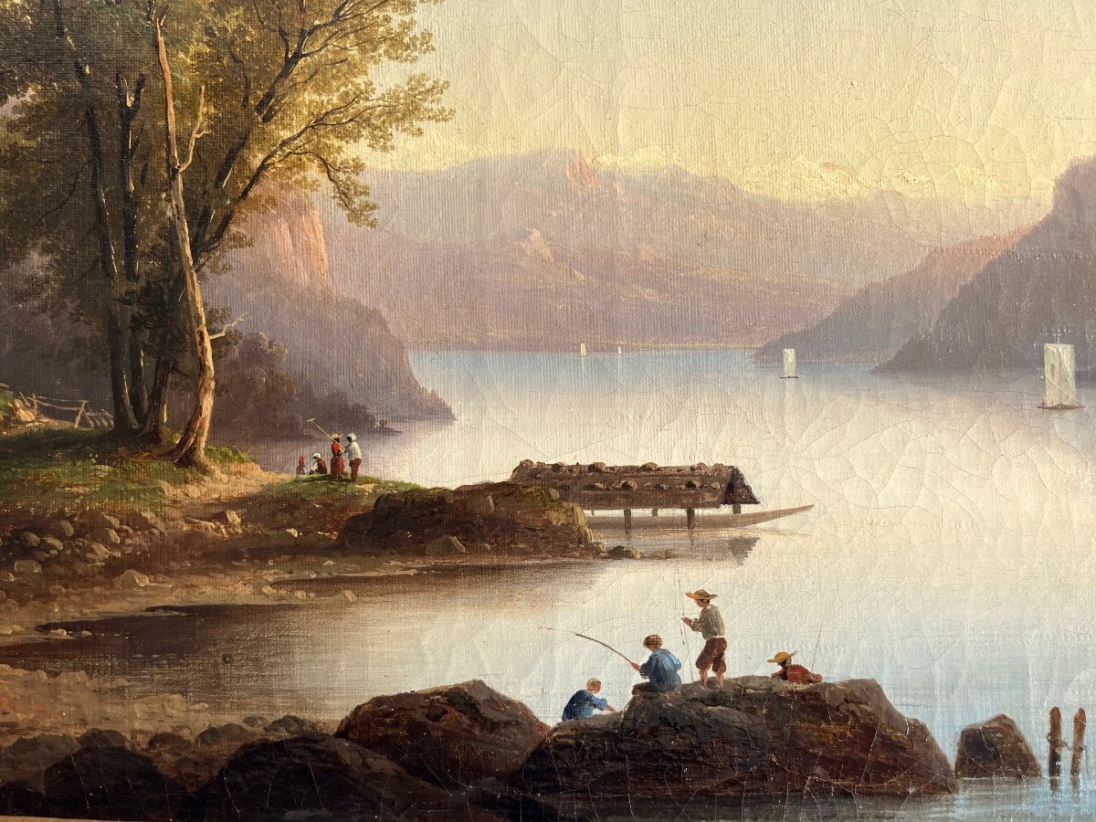 "Paysage lacustre" Nicolas Prévost 1849-photo-4