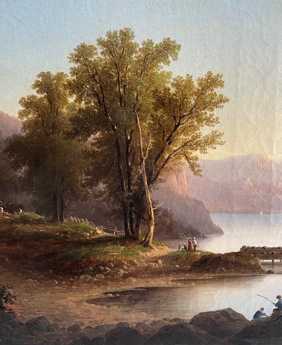 "Paysage lacustre" Nicolas Prévost 1849-photo-2