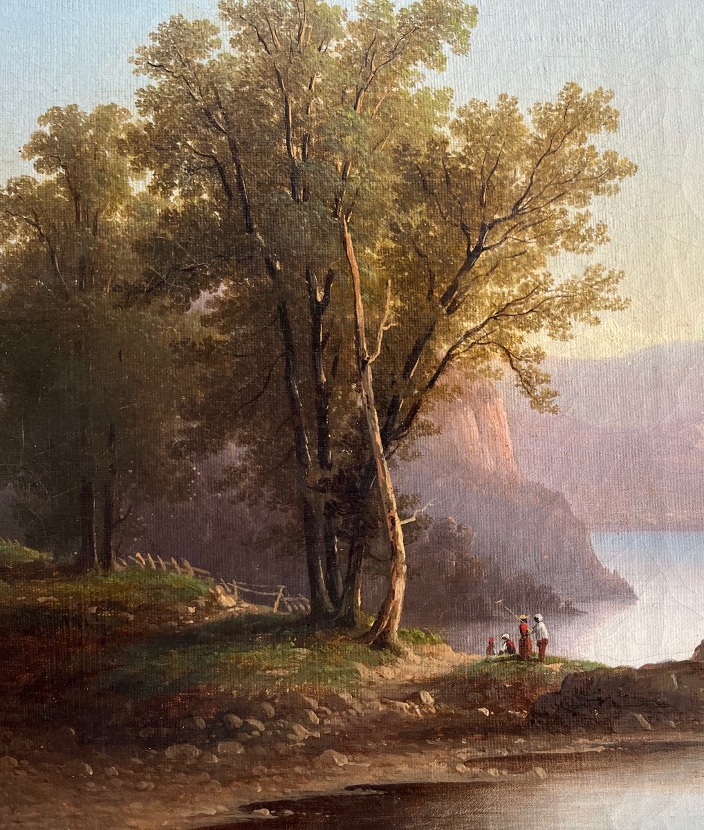 "Paysage lacustre" Nicolas Prévost 1849-photo-3