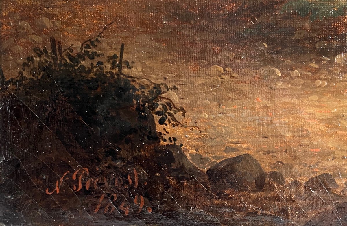 "Paysage lacustre" Nicolas Prévost 1849-photo-5