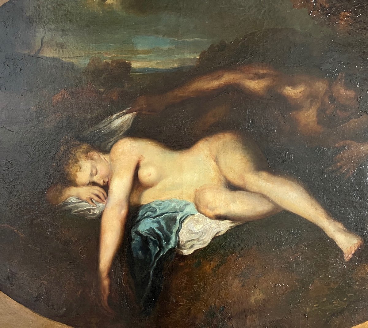 "nymph And Satyr" French School Early 19th Century-photo-3