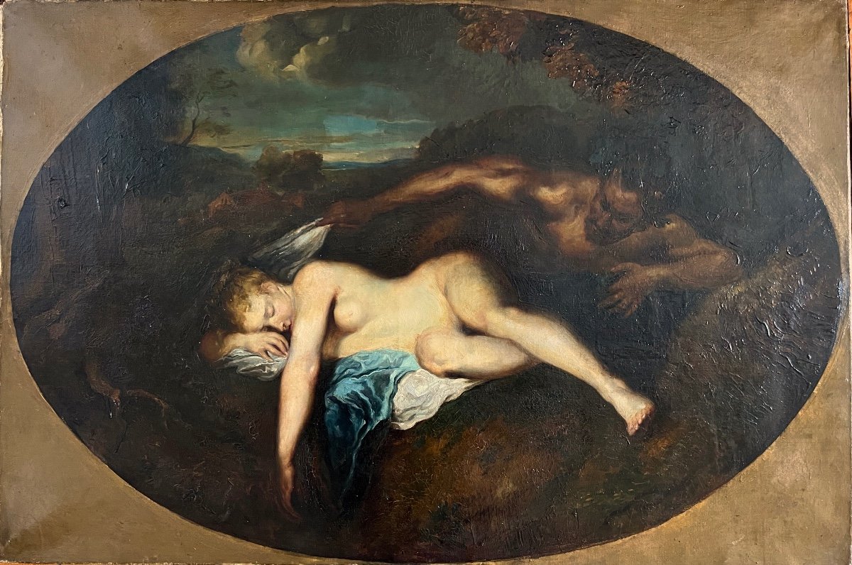 "nymph And Satyr" French School Early 19th Century