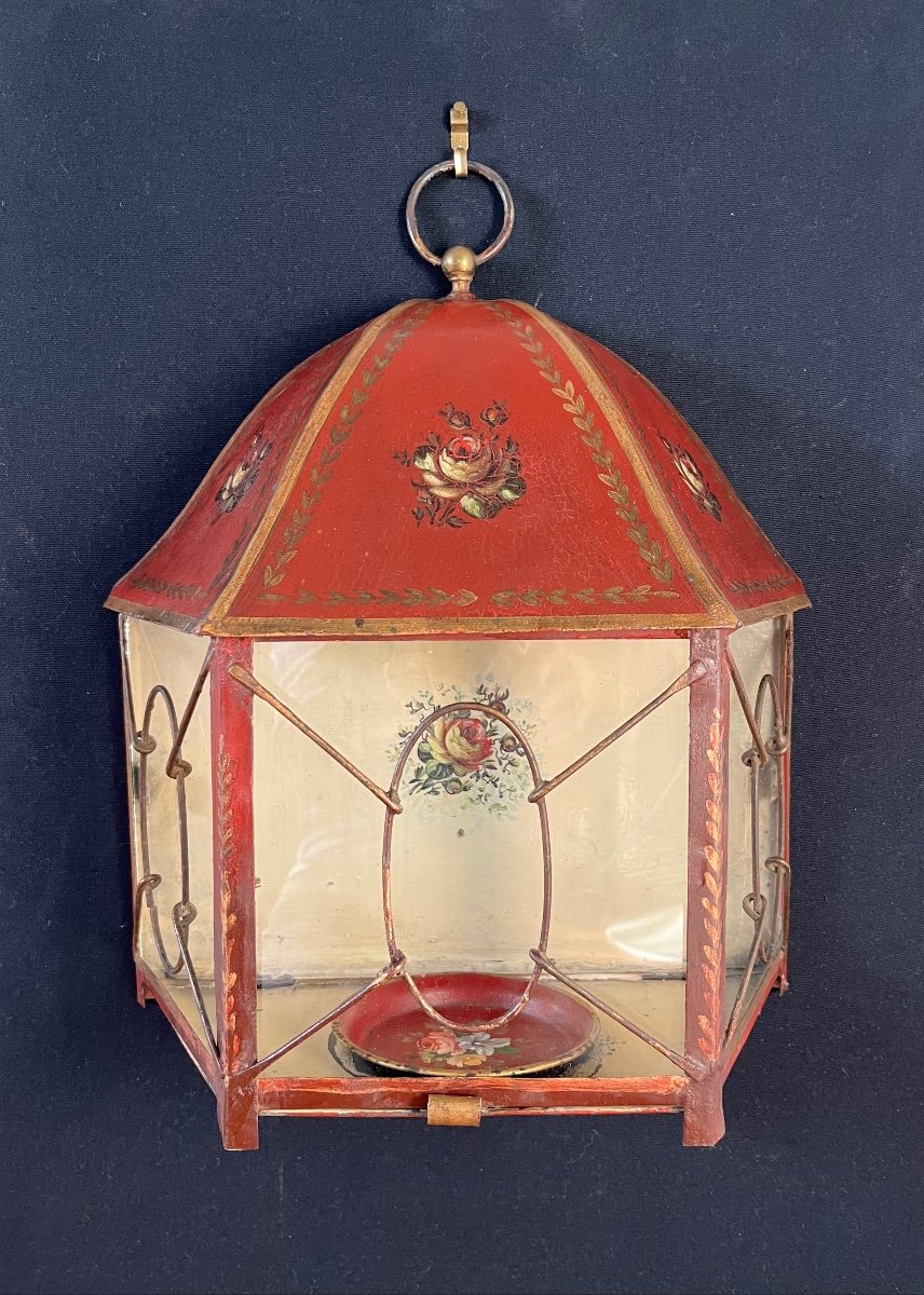 Lantern In Painted Sheet Metal "napoleon III Period