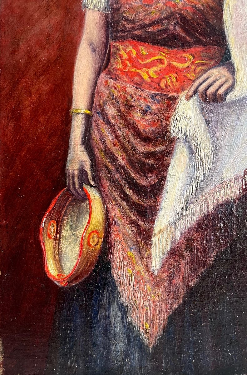 "young Oriental Woman With Tambourine" C. Besancourt-photo-3