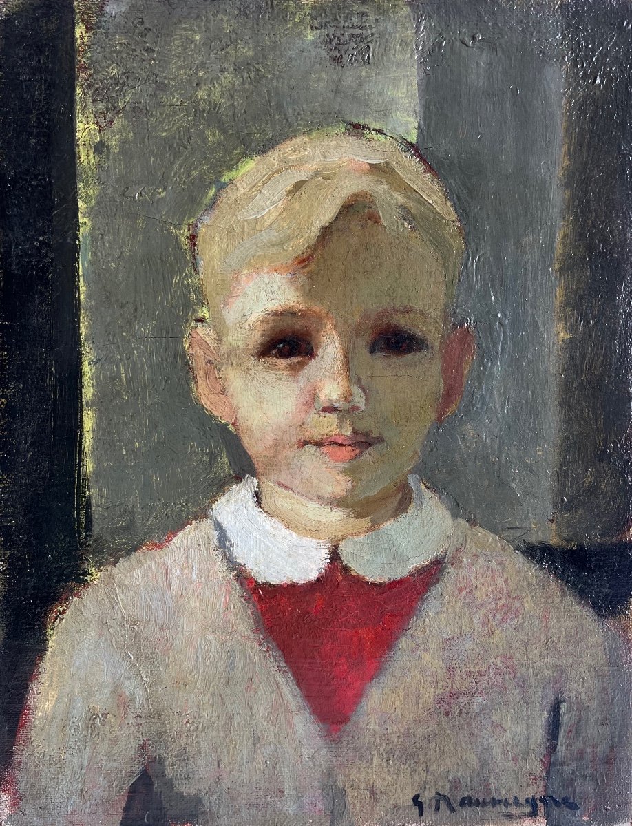 "portrait Of A Young Boy In A Red Sweater" Geoffroy Dauvergne