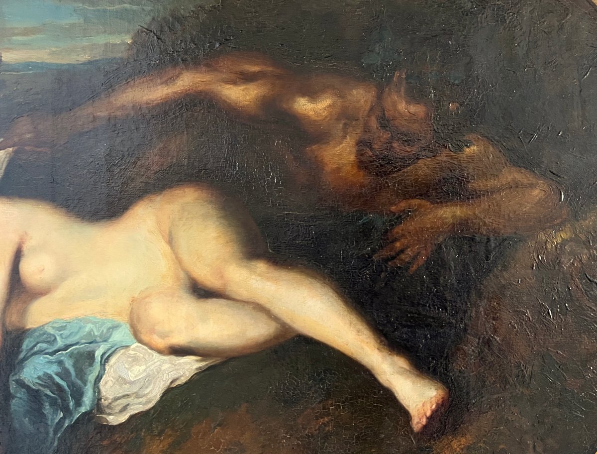 "nymph And Satyr" French School, Early 19th Century-photo-2