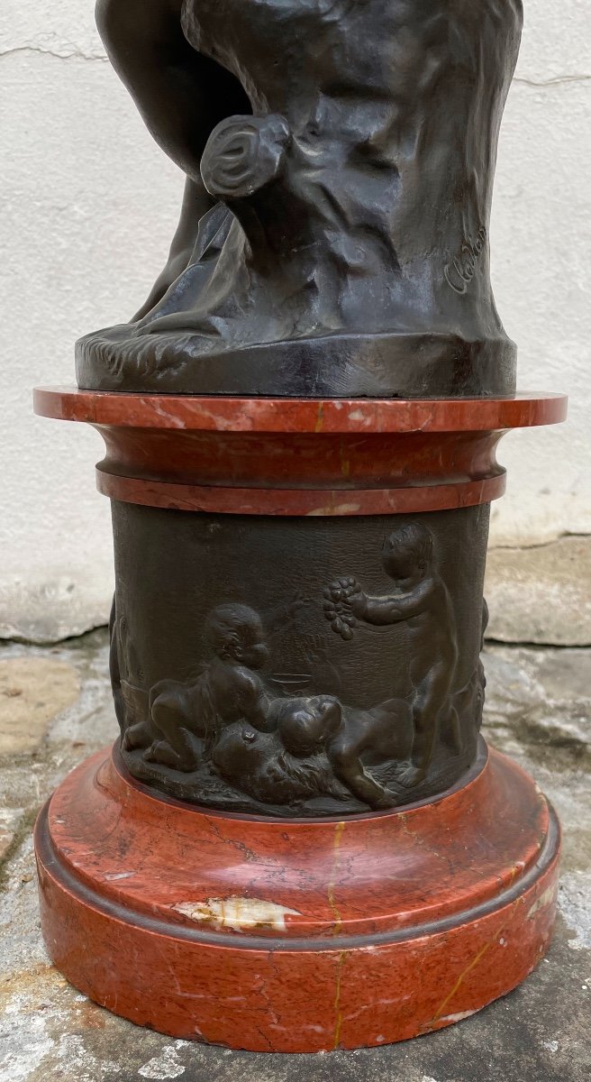 Candélabre XIXe  En Bronze.  Bacchus d'Après Clodion-photo-5