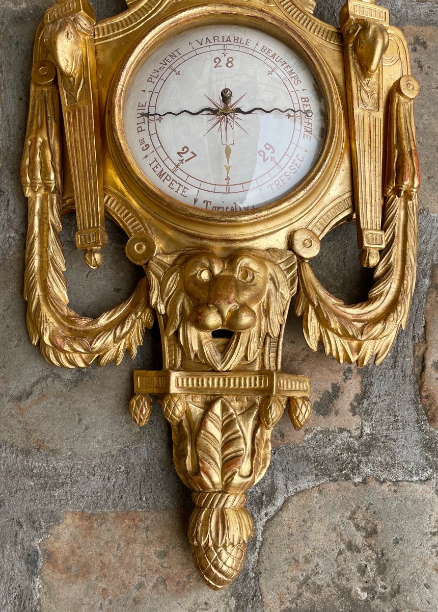 Louis XVI Period Barometer In Golden Wood, After Jc Delafosse-photo-2