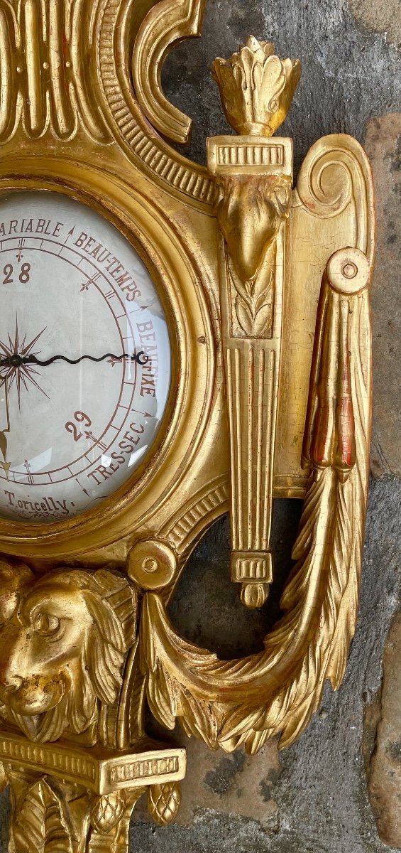 Louis XVI Period Barometer In Golden Wood, After Jc Delafosse-photo-4