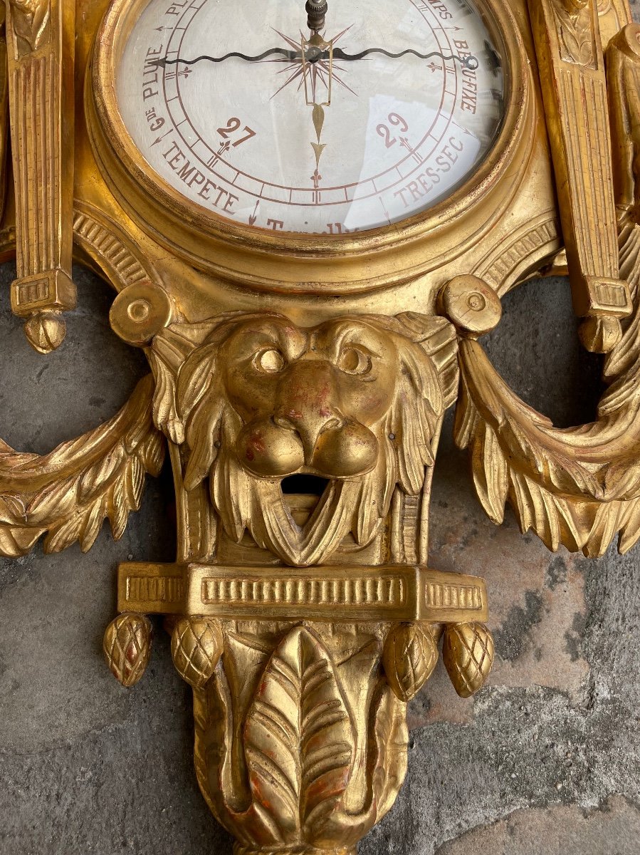 Louis XVI Period Barometer In Golden Wood, After Jc Delafosse-photo-4