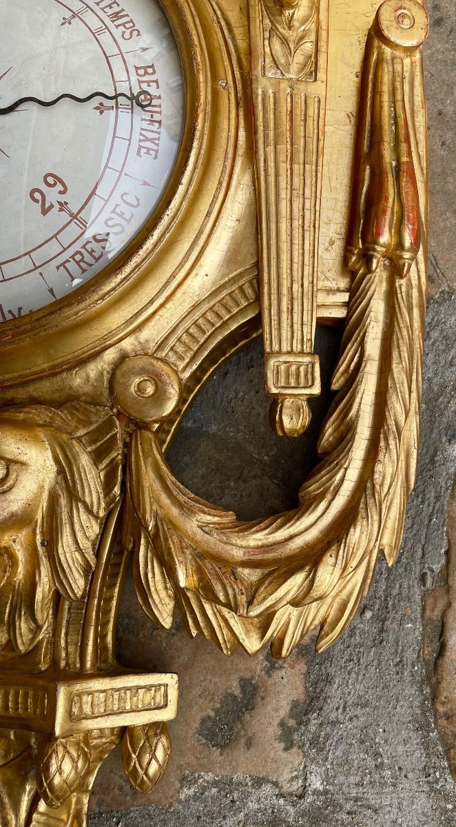 Louis XVI Period Barometer In Golden Wood, After Jc Delafosse-photo-6