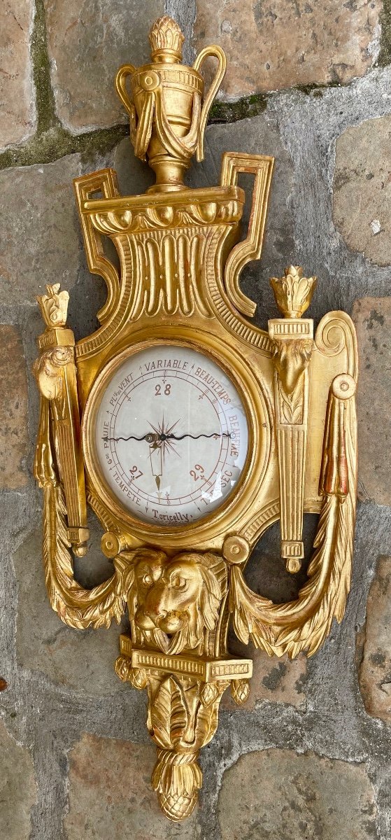 Louis XVI Period Barometer In Golden Wood, After Jc Delafosse-photo-7