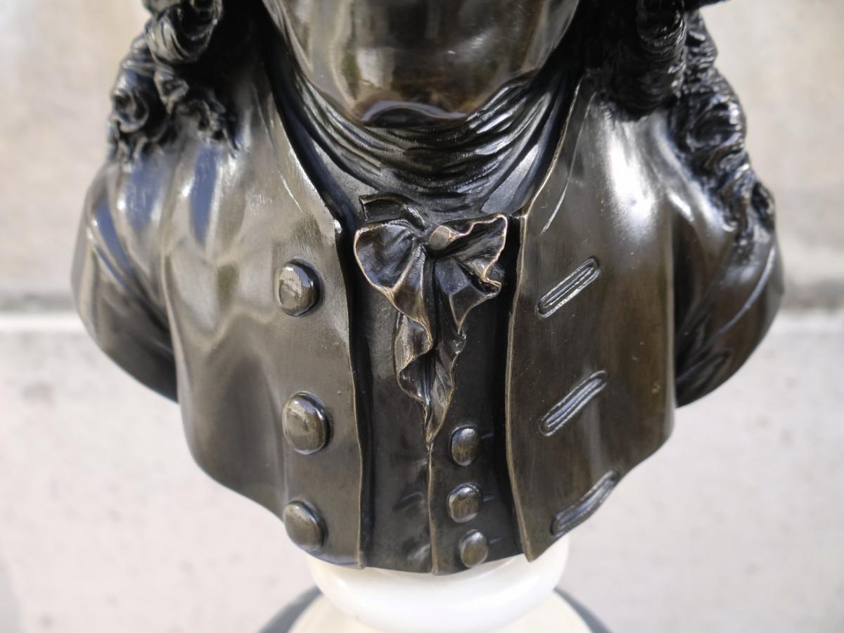 Pair Of Bronze Busts: Voltaire And Rousseau-photo-3