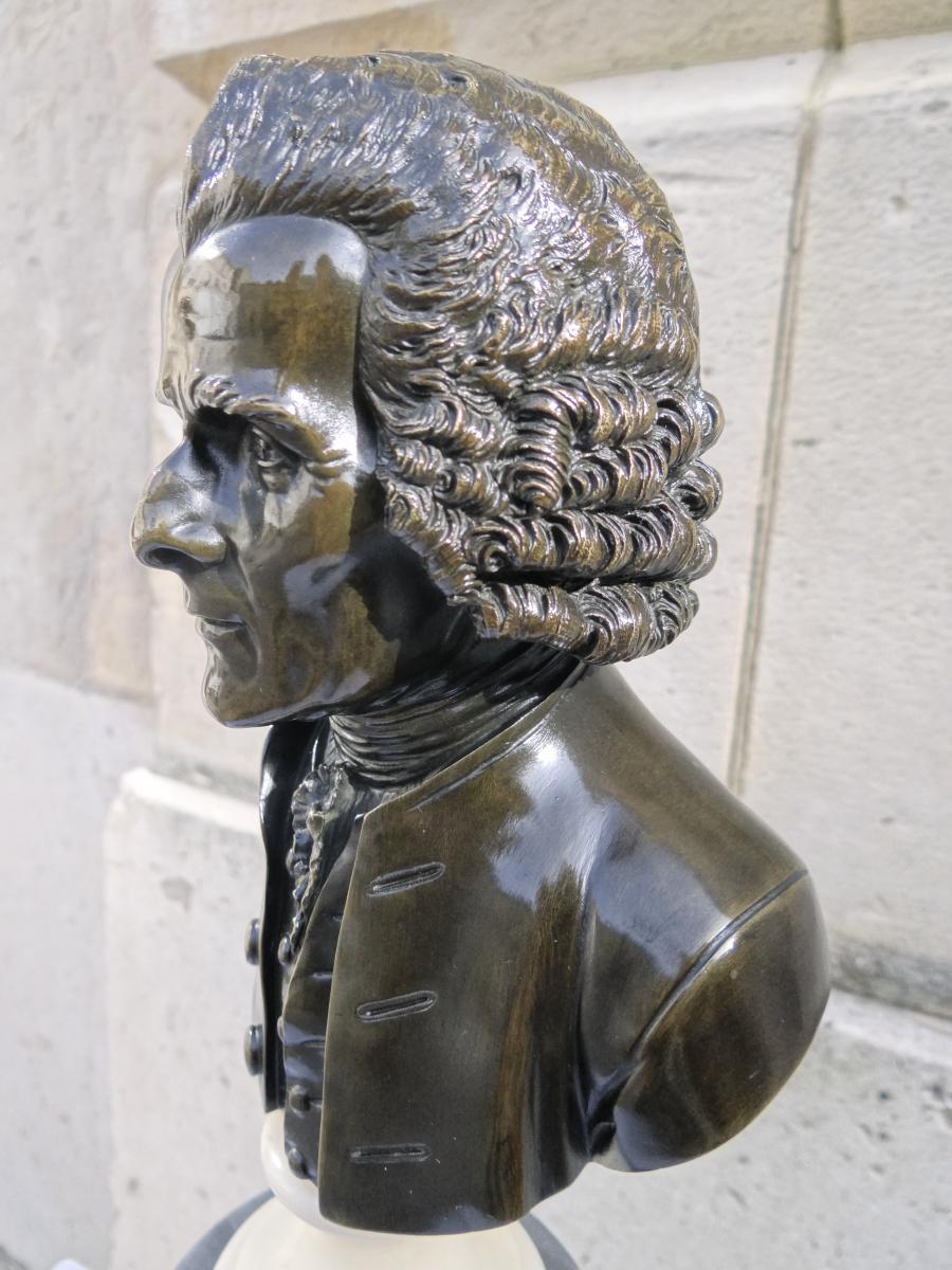 Pair Of Bronze Busts: Voltaire And Rousseau-photo-8