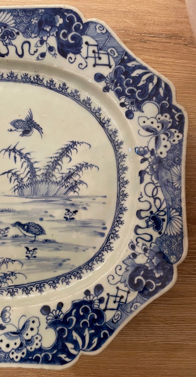 Qianlong Dish. Blue White Chinese Porcelain 18th Century-photo-2