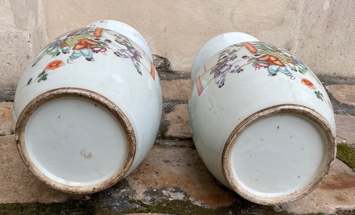 Paire De Vases Chinois En Porcelaine Dure-photo-2