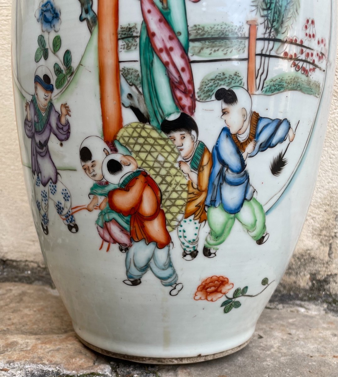 Paire De Vases Chinois En Porcelaine Dure-photo-5