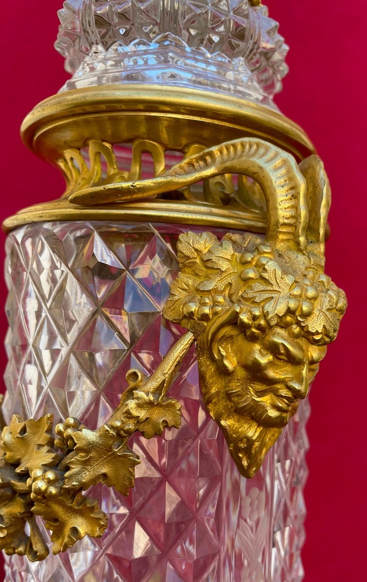 Paire de vases Pot-pourri En Cristal De Baccarat Et Bronze Doré-photo-6